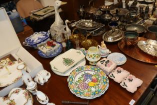 A Victorian blue and white tureen and four similar