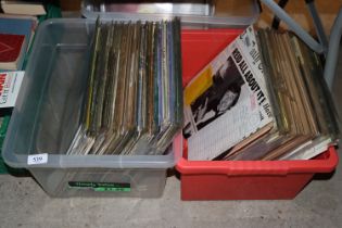 Three boxes of various LP records