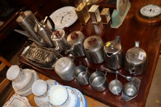 A quantity of stainless steel tea and coffeeware e