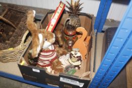 A box containing various ornaments, trays etc.