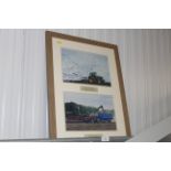 Two framed prints by Sharon Kulesa entitled "Fenland Ploughing" and "The Last Harvest"