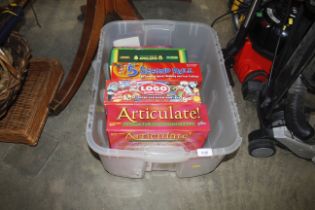 A box of board games