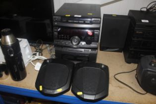 A Sony hi-fi and pair of speakers