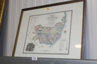 A framed map of Suffolk