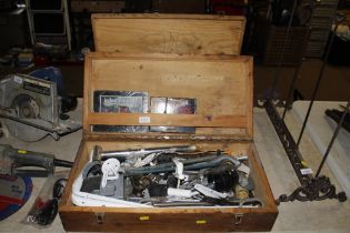 Two wooden tool boxes and contents of various fitt