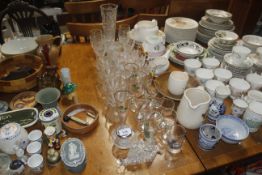 A collection of drinking glasses and table glasswa