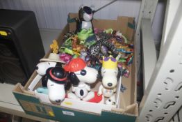 A box containing Snoopy collectibles and Sandford
