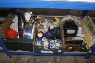 Three boxes of various sundries to include decorat