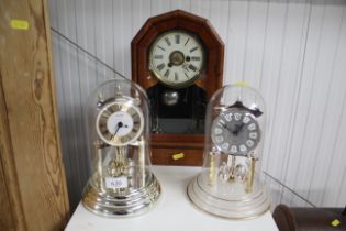 An American two hole mantel clock and two anniversary clocks