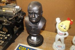 A reproduction bronzed bust of Winston Churchill (