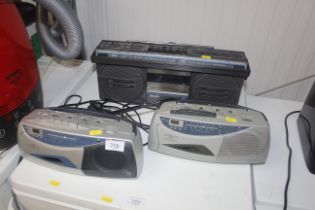 Two Roberts radios and a Philips radio/cassette re