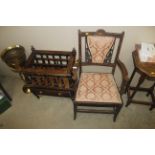 An Edwardian mahogany inlaid elbow chair and a Vic