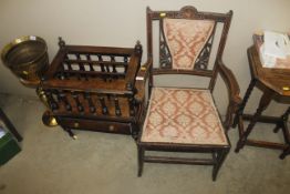 An Edwardian mahogany inlaid elbow chair and a Vic