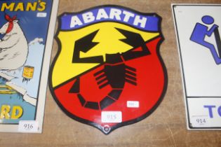 A reproduction enamel Abarth advertising sign (241