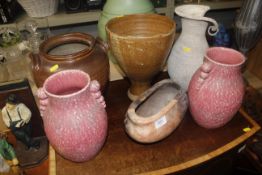 A collection of studio pottery, and other vases to
