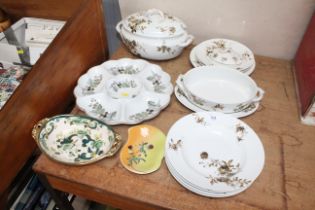 A collection of Limoges dinner ware; Royal Worcester hors d'oeuvres dish; Masons citrus pattern