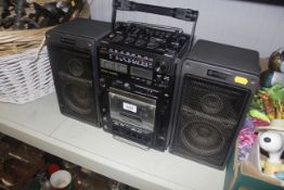 A Hitachi portable stereo radio cassette recorder