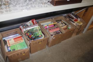 Five boxes of various books