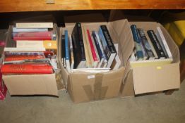 Three boxes of various hardback books