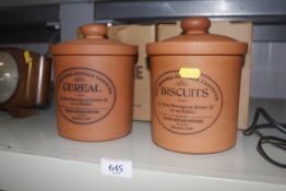 Two Henry Watson pottery storage jars