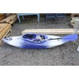 A Perception kayak with paddle