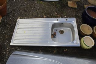 A stainless steel sink