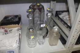 A collection of glassware to include decanters, et