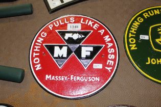 A reproduction cast iron plaque for Massey Ferguss