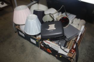 Two boxes containing various table lamps, Kodak pr