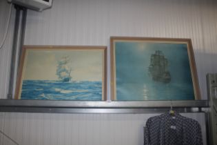 Two Montague Dawson coloured prints