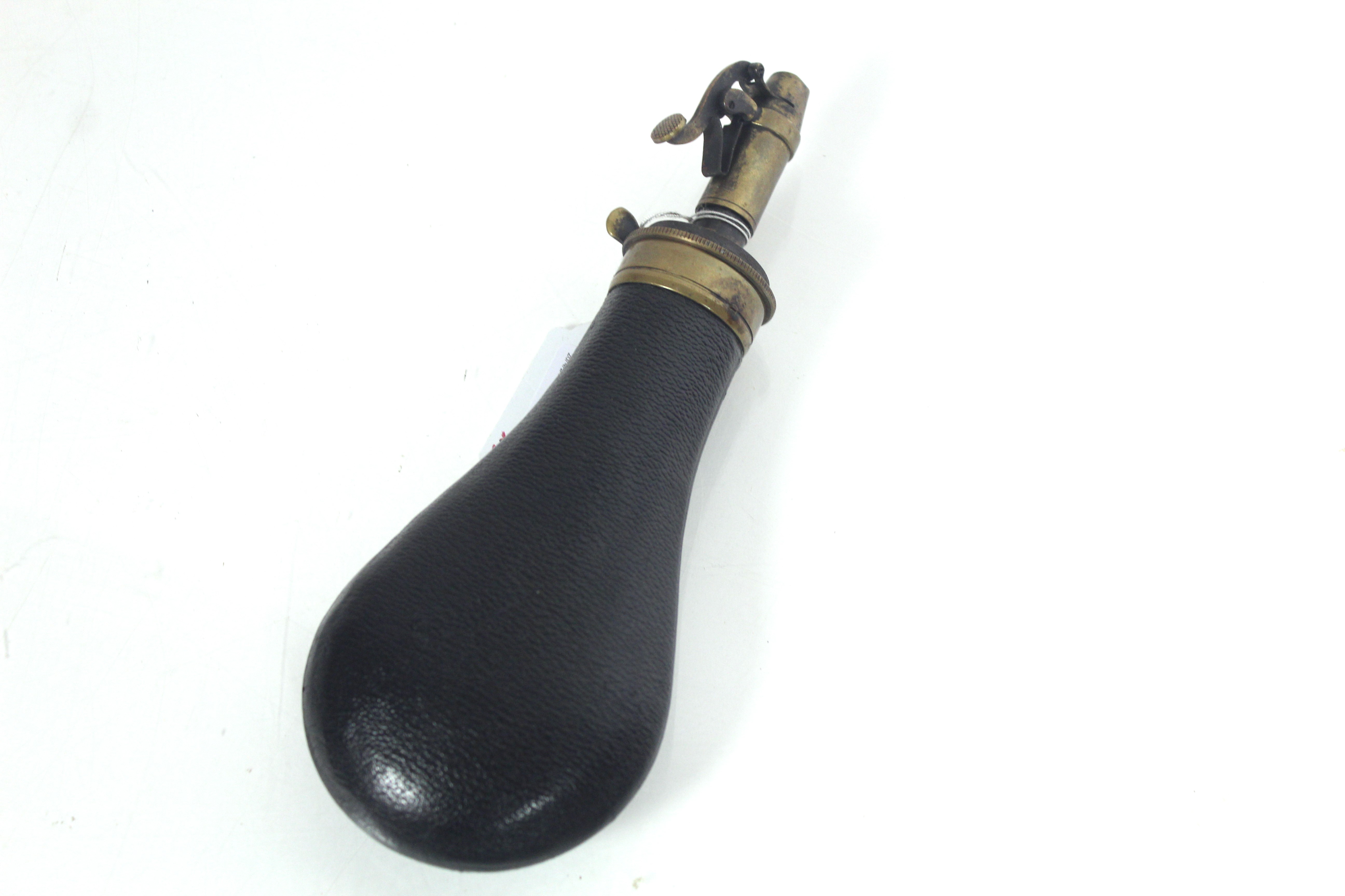 A leather covered rifle powder flask by Parker Hal - Image 2 of 11