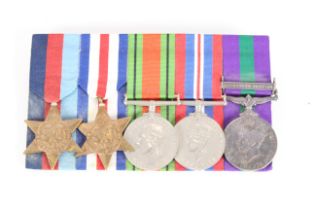 A WWII group of five mounted for wear medals, 39/4