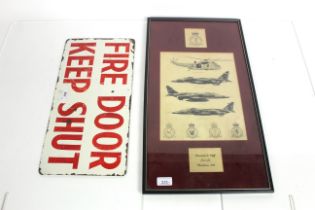 A "Fire Door Keep Shut" metal sign 9½" x 19" reput