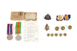 A mixed lot including a WWII pair boxed to Capt. H