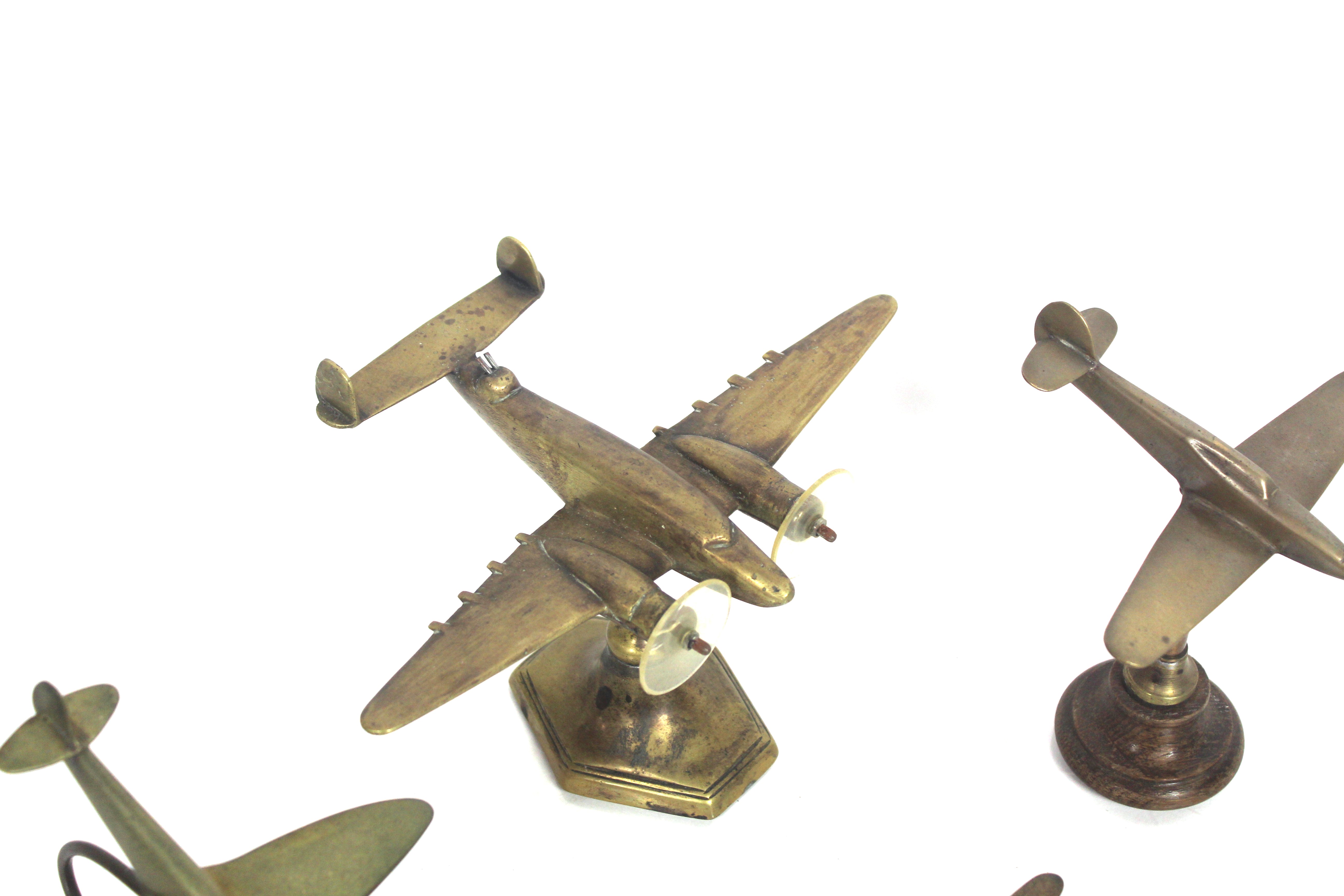 Eight model brass WWII planes on various stands - Image 2 of 6