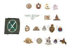 A collection of various military related badges an