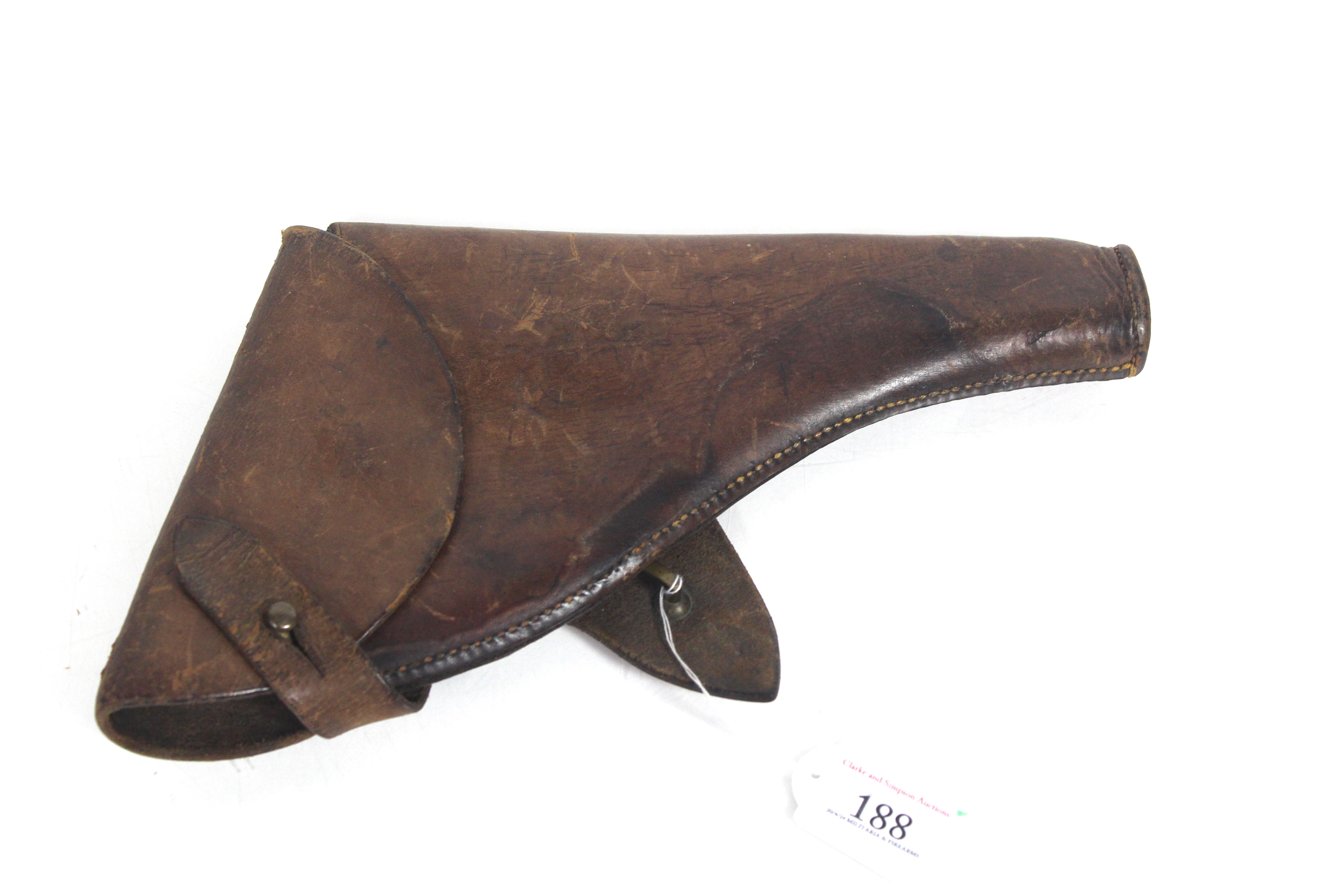 A WWI Webley Mk6 leather holster by A. Davis & Co.