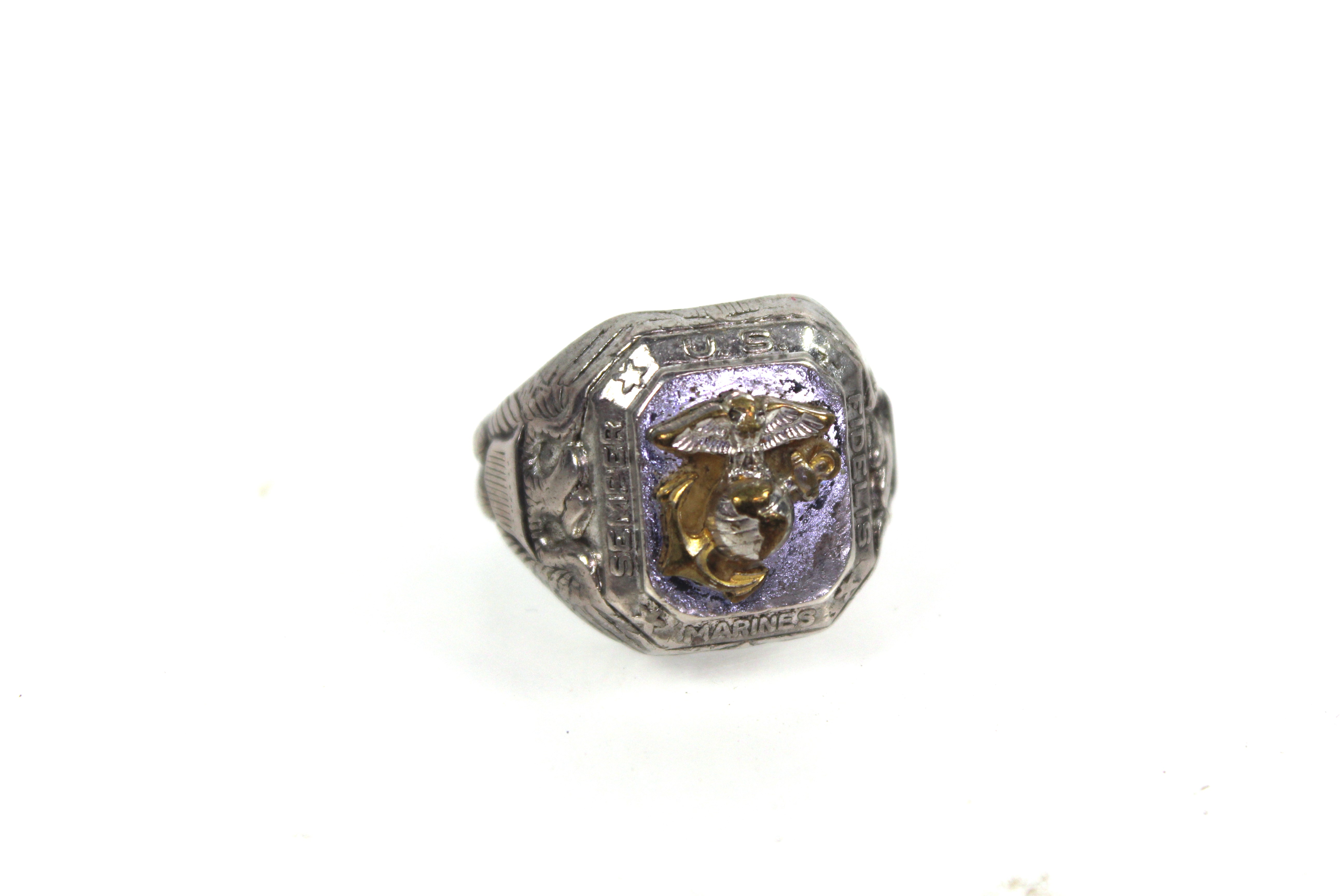 A good vintage U.S.A. silver Marine Corps ring - Image 2 of 4
