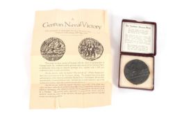 A boxed Lusitania medal with original papers