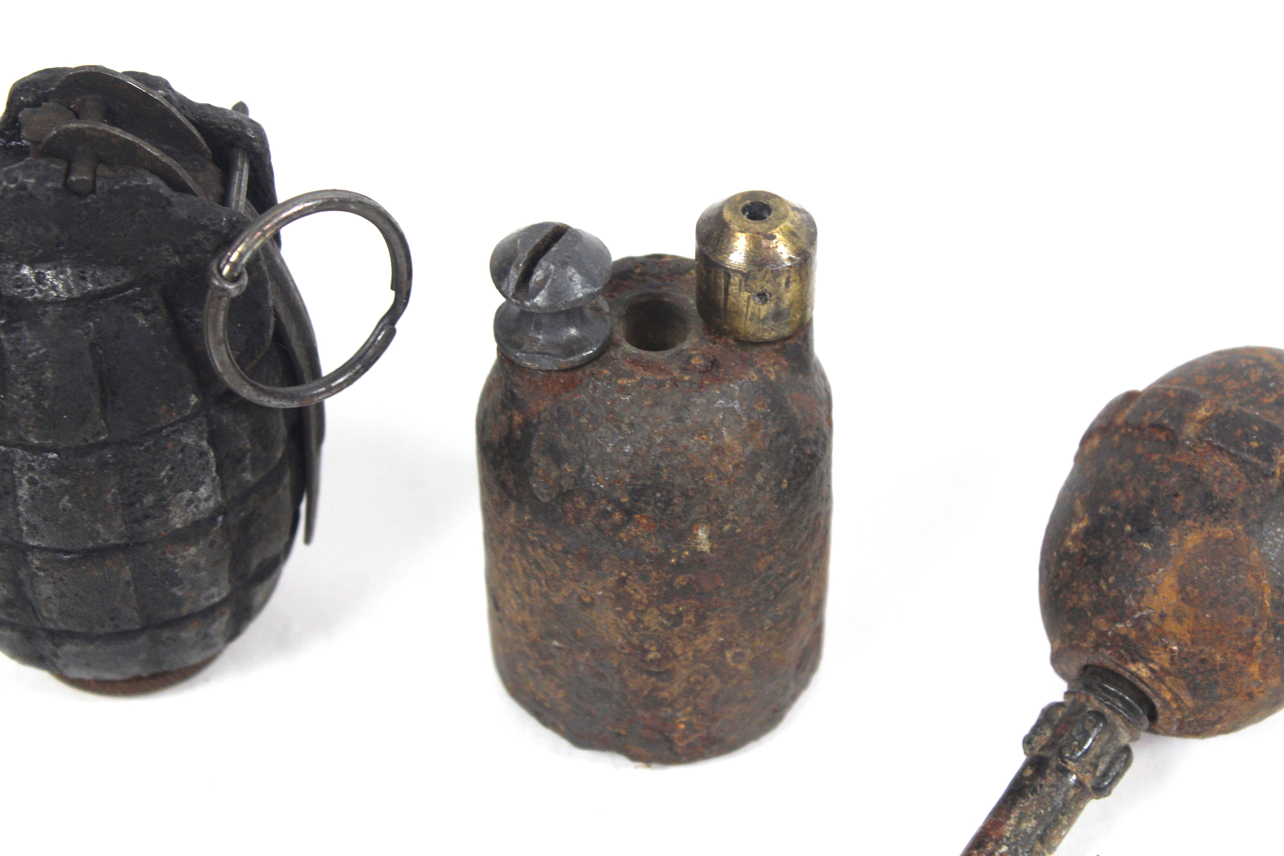 A WWI era German egg grenade, with French rifle gr - Image 7 of 8