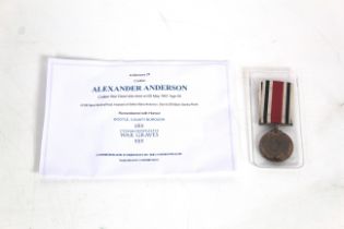 Special Constabulary Casualty medal to Alexander A
