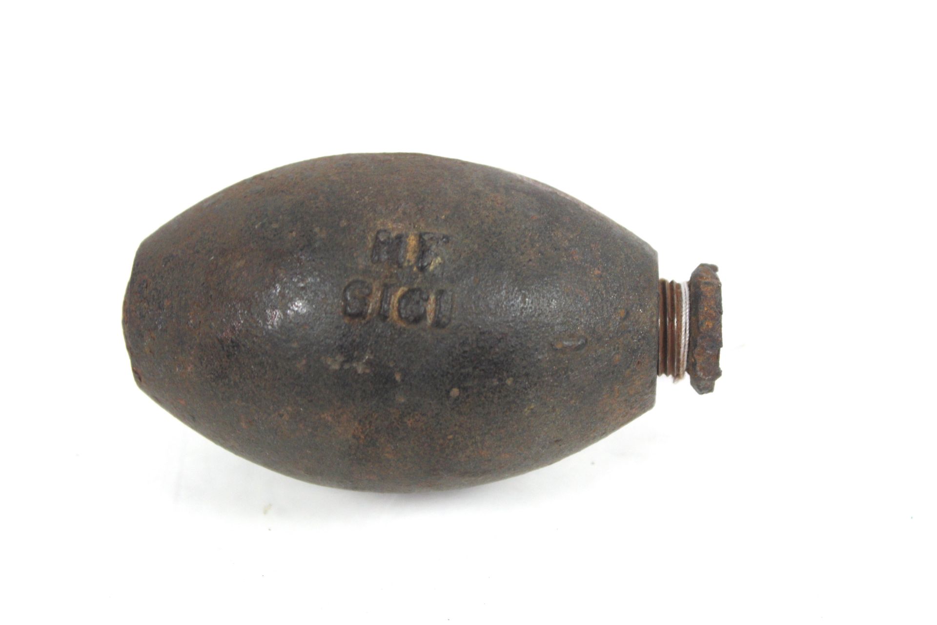 An inert British WWI era No.16 (Lemon) grenade dat