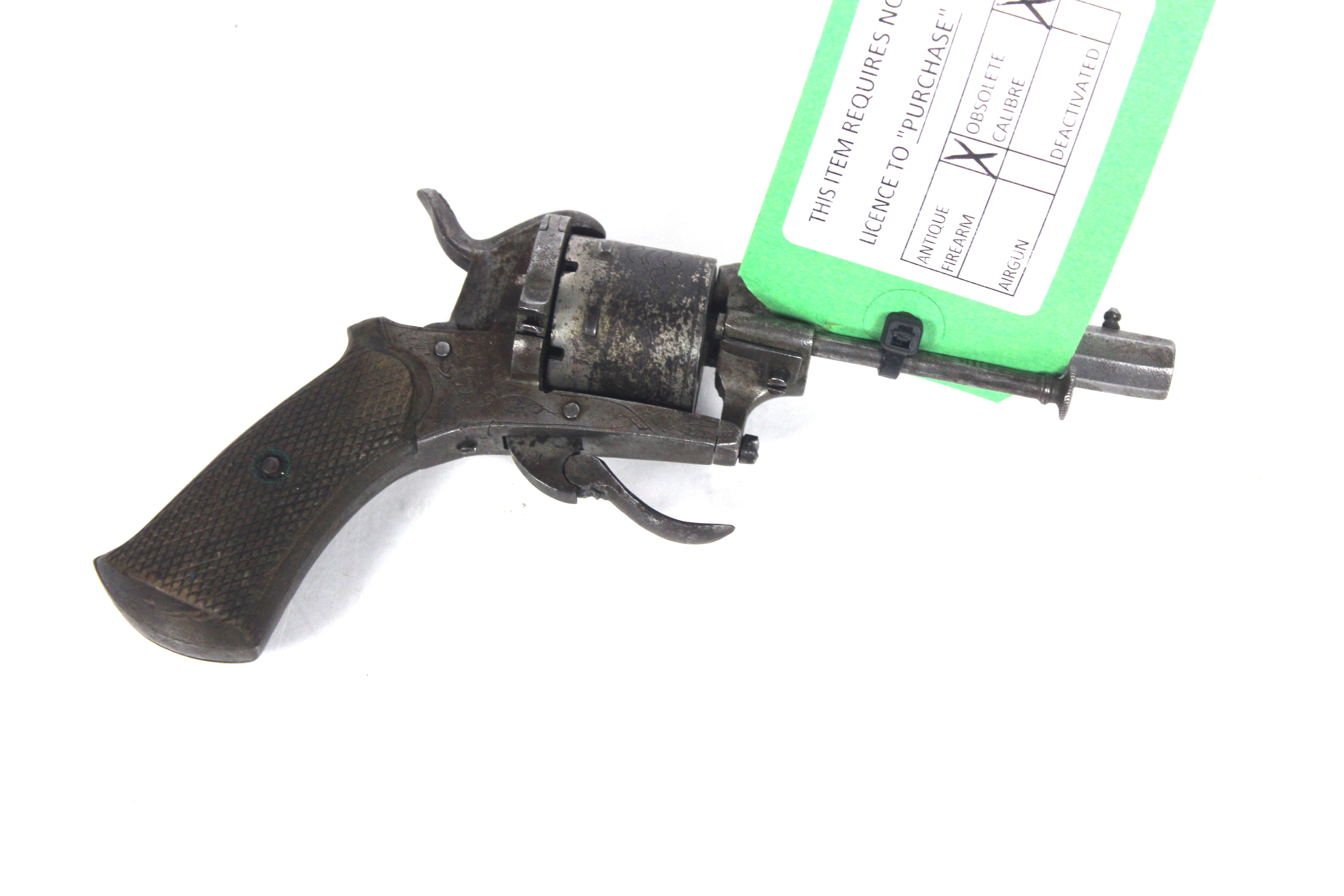 A 7mm pin fire six shot revolver, action AF - Image 3 of 4