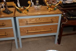 An oak and part painted two drawer chest