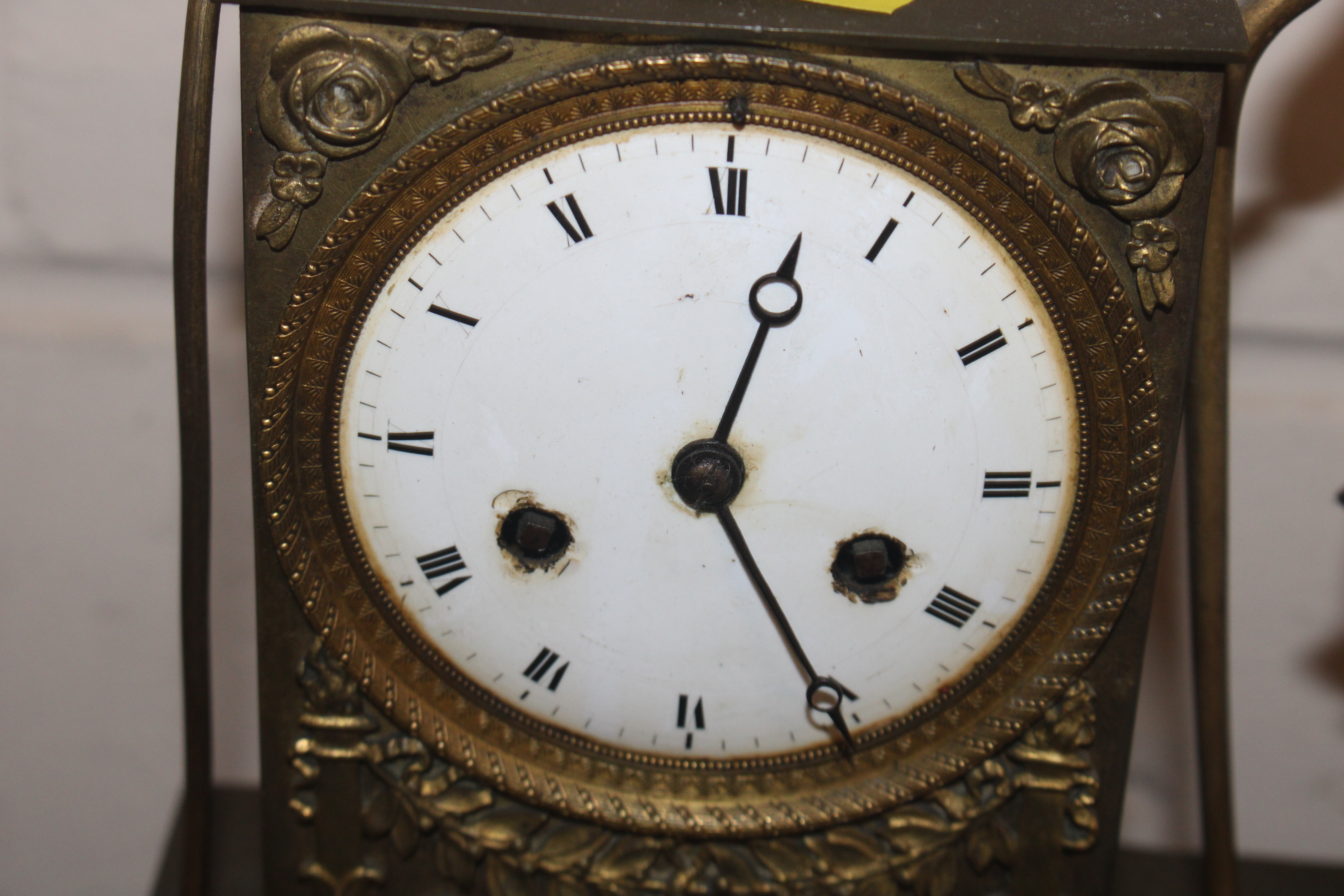 A 19th Century French gilt metal mantel clock with - Image 2 of 14