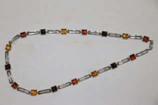 A 925 silver and amber necklace