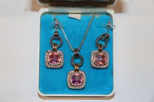 A diamanté and crystal necklace and ear-rings set