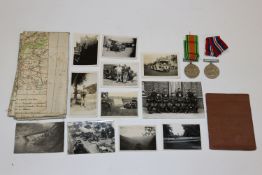 WWII army group with medals, documents and photos