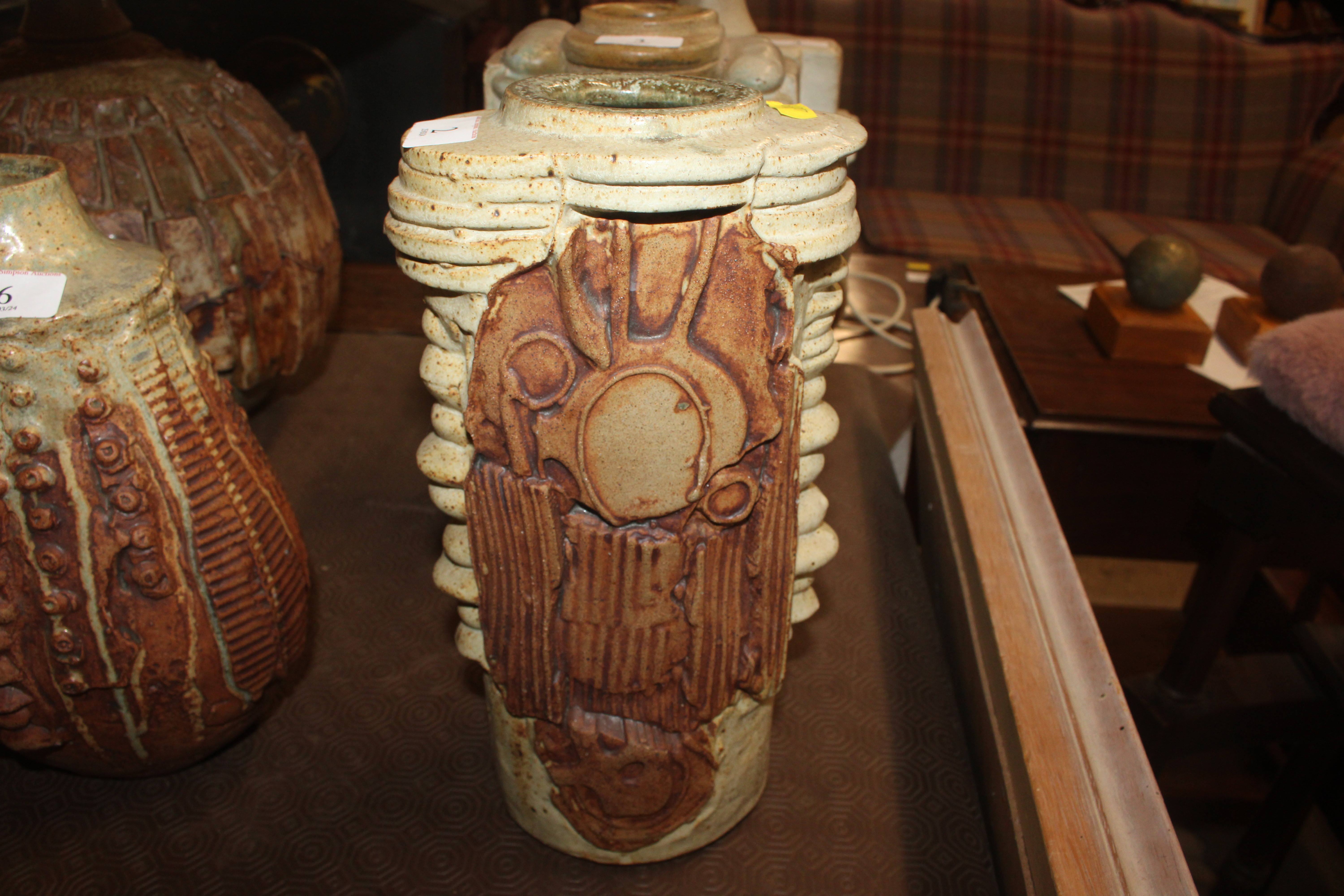 A Bernard Rooke pottery vase, decorated stylised p - Image 4 of 6