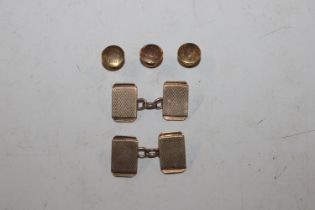 A pair of 9ct gold cuff-links and three 9ct gold s